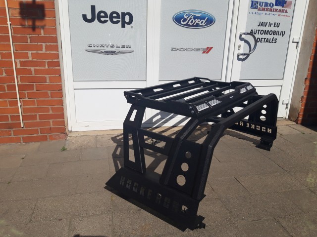 Pickup Textured Steel Bed Roll Bar w/ Cargo Rack Basket